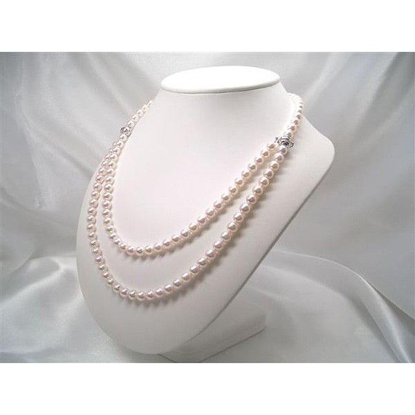 センスを感じるお洒落な留具、SV上質アコヤ真珠ロングネックレスセット(パックマン式)