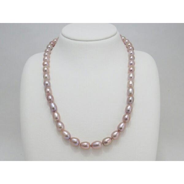 淡水真珠オーバルパールネックレス　ピンクパープル  [色味指定不可]