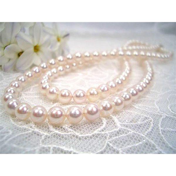 真珠セミロングネックレス　花珠落ち　アコヤ(あこや)