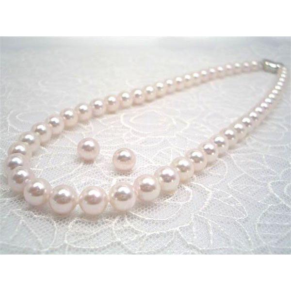 上質アコヤパールネックレスセット (1)イヤリング(2)ピアス