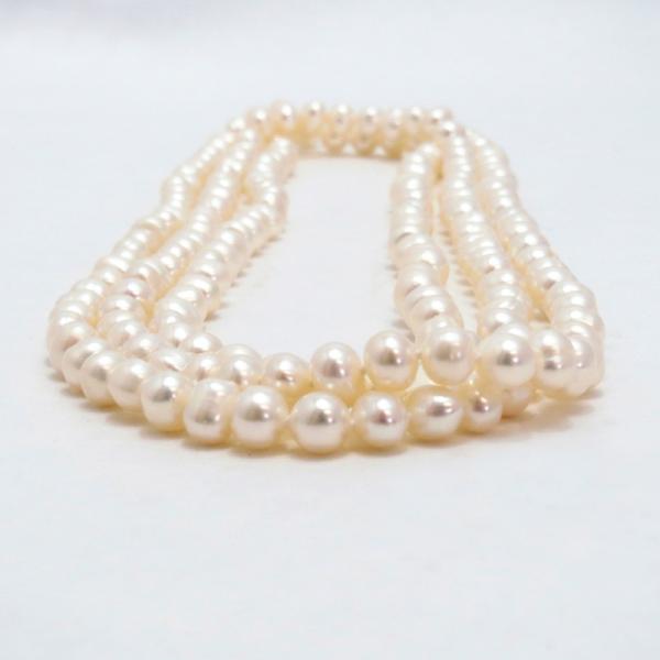 淡水パールオールノットロングネックレス（スナップリング付き）