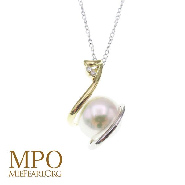 アコヤ真珠ペンダントネックレス　約8.5mm　ラウンド　K18/K18WG　y-p-178