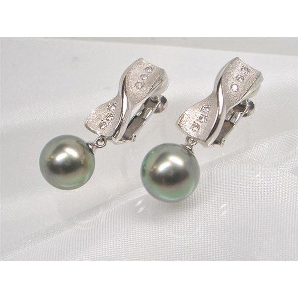 K14WGクロチョウパールダイヤ入りイヤリング