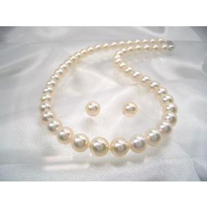 花珠真珠に匹敵、クリーム系最強真珠ネックレス、最高級アコヤクィーン　約8.0〜8.5mm　　 アコヤ真珠ネックレスセット｜mpo