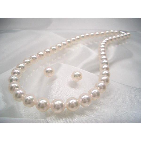 最高級花珠　パール、アコヤ真珠ネックレスセット約9.0〜9.5mm(1)イヤリング(2)ピアス（花珠...