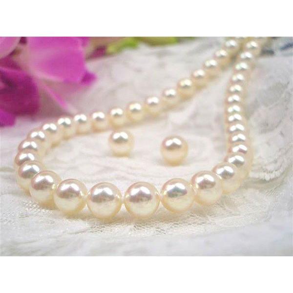 花珠真珠に匹敵、クリーム系最強真珠ネックレス、高級アコヤクィーン　7.0〜7.5mm アコヤ真珠ネッ...