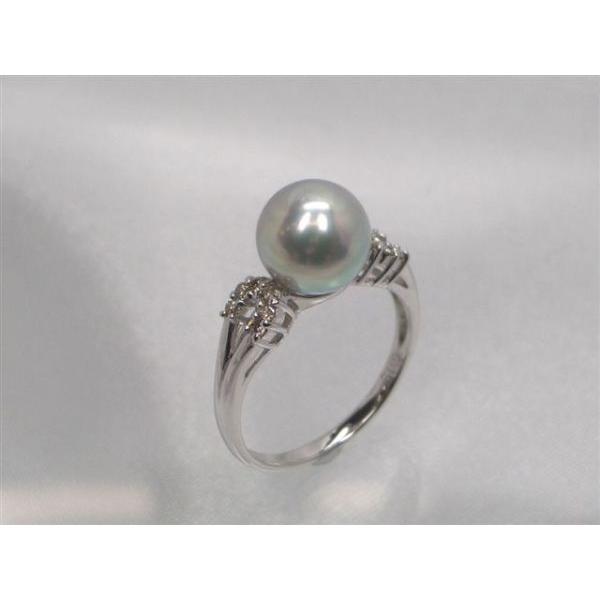 Pt最高級真多麻アコヤ真珠ダイヤ入りリング ダイヤ0.15ｃｔ  パール 約8.5mm