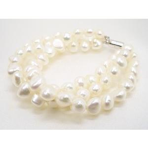 淡水バロックパール三連ブレスレット