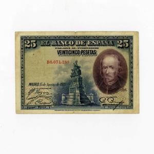 スペイン 1928年 25ペセタ　ペドロ・カルデロン・デ・ラ・バルカ　紙幣　古銭