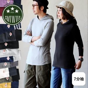 パーカー インナー プルオーバー ロングtシャツ カットソー 7分袖 七分袖 メンズ 綿100% コットン ストレッチ 重ね着 スリム PATY パティ (メール便50)｜mr-lunberjack