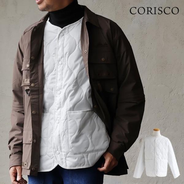 アウター ブルゾン ライナー メンズ レディース ノーカラー 重ね着 ポリエステル 中綿 暖かい 軽...