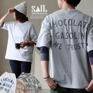 tシャツ 半袖 ユニセックス ティーシャツ プリントT カジュアル バック プリント 丈夫 春 夏 シンプル メンズ  パティ SAIL セイル (メール便50)｜mr-lunberjack