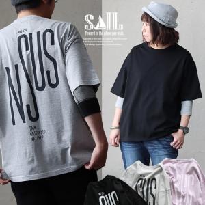 tシャツ 半袖 ユニセックス ティーシャツ プリントT カジュアル バック プリント 丈夫 春 夏 シンプル メンズ  パティ SAIL セイル (メール便50)｜mr-lunberjack