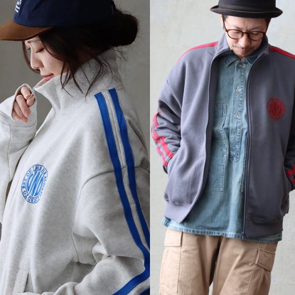 トラックジャケット ジャージ スウェット 長袖 メンズ  ハイネック ライン ワンポイント 刺繍 裏...