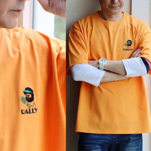 Tシャツ 半袖 メンズ  クルーネック おじさん サガラ刺繍 ワンポイント ポリエステル 接触冷感 ...