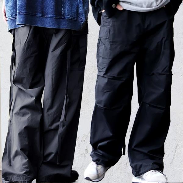 カーゴパンツ Ｍ-65 ワイド ストレート メンズ  コットン ナイロン 厚手 ウエストゴム パティ...