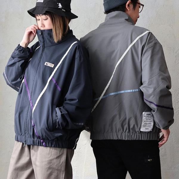 Duckster ダックスター トラックジャケット 長袖 メンズ  スタンドネック 配色ライン シア...