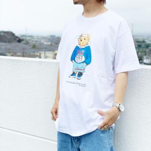 全2色 ブッシュクラン BUSH CLAN Tシャツ 90's BEAR  S/S Tee ファンクベア FUNK BEAR クマ ホワイト ブラック 白 黒 WHITE BLACK｜mr-vibes