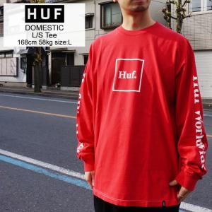 HUF ハフ ロンT DOMESTIC L/S Tee Tシャツ 長袖 レッド 赤 RED 定番ロゴ｜mr-vibes