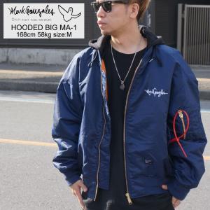 マークゴンザレス MARK GONZALES HOODED BIG MA-1 ビッグシルエット ドロップショルダー アウター 2018秋冬 ネイビー 紺 NAVY｜mr-vibes