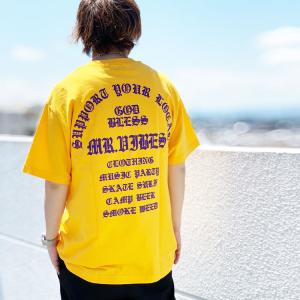 MRV by Mr.vibes Tシャツ GOD BLESS S/S Tee 半袖 オリジナル イエロー/パープル 黄色 YELLOW｜mr-vibes
