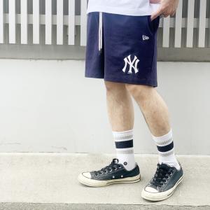 ニューエラ NEW ERA ショートパンツ スウェットショーツ MLB Apparel SWEAT SHORTS ニューヨークヤンキース ネイビー 紺 NAVY