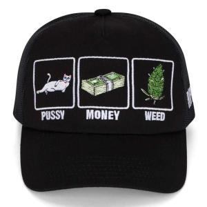 リップンディップ RIPNDIP メッシュキャップ Pu$$y,Money,Weed Truker Hat 6パネルキャップ 帽子 ブラック 黒 BLACK｜mr-vibes