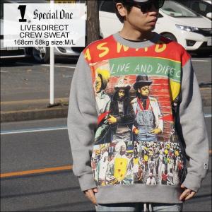 SPECIAL ONE スペシャルワン クルースウェット LIVE&DIRECT CREW SWEAT ビッグシルエット ASWAD アスワド グレー GREY 灰色｜mr-vibes