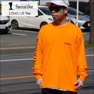 SPECIAL ONE スペシャルワン ロンTee LOGO L/S Tee Tシャツ 長袖 袖プリント オレンジ ORANGE ネオンカラー｜mr-vibes