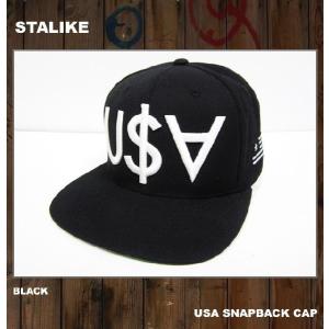 STALIKE スタライク USA SNAP BACK CAP スナップバック キャップ SNAPBACK アメリカ 国旗 星 STAR / ブラック 黒 BLACK｜mr-vibes