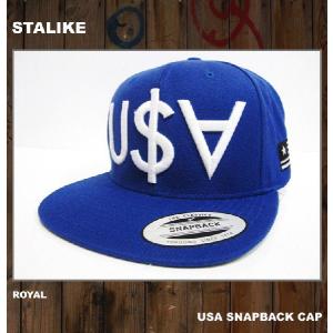 STALIKE[スタライク] USA SNAP BACK CAP スナップバック キャップ SNAPBACK アメリカ 国旗 星 STAR / ロイヤル ROYAL 青 ブルー｜mr-vibes