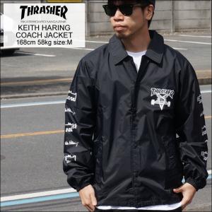 THRASHER スラッシャー コーチジャケット KEITH HARING COACH JACKET ブラック 黒 BLACK ナイロンジャケット  送料無料