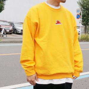 全2色 トイマシーン TOY MACHINE クルースウェット TOY MONSTER EMBROIDERED CREW SWEAT ゴールド サンド TMFASW18｜mr-vibes