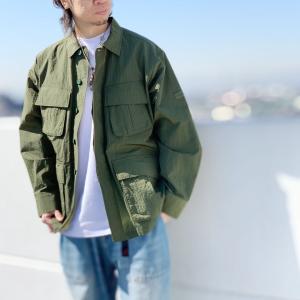 ワイルドシングス WILD THINGS ナイロンジャケット BDUジャケット GRAINRIP BDU JACKET ミリタリージャケット WT23018SK オリーブ OLIVE｜mr-vibes