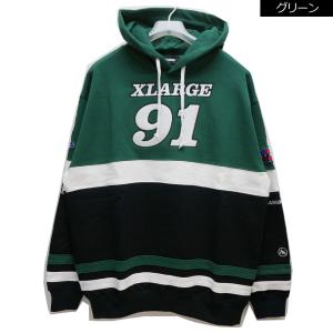 全2色 エクストララージ XLARGE パーカー TEAM PANELED HOODED SWEAT グリーン GREEN レッド RED 101221012012｜mr-vibes