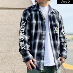 全2色 エクストララージ XLARGE チェックシャツ OLD ENGLISH LS FLANNEL SHIRT オンブレチェック 長袖シャツ ブラック ブルー BLACK BLUE 黒 青｜mr-vibes