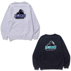 全2色 エクストララージ XLARGE クルースウェット トレーナー CHENILLE SLANTED OG CREWNECK SWEATSHIRT ブラック アッシュグレー BLACK ASH GREY 101234012010｜mr-vibes