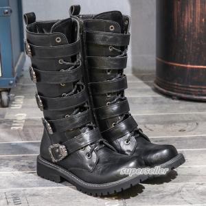 メンズ 編み上げ パンク ロングブーツ サイズ 27.5～28.0 藤木直人