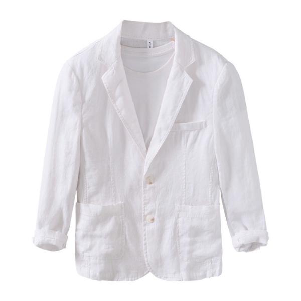 リネンジャケット テーラードジャケット メンズ ブレザー 麻100% ビジネススーツ サマージャケッ...