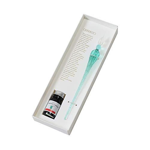 エルバン(Herbin) ガラスペン&amp;インクセット 専用箱入ハンドクラフトつむぎ ターコイズ &amp; ミ...