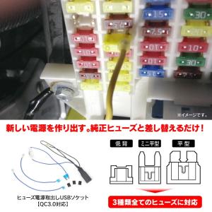 QC3.0 ヒューズ取り出し電源 USB 急速...の詳細画像1