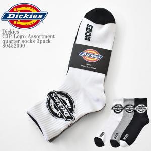 Dickies ディッキーズ DK C3P Logo Assortment quarter socks 3pack 80452000 ロゴ アソート クォーター丈  3足組 ソックス 靴下 スケーター ユニセックス｜mrmojo