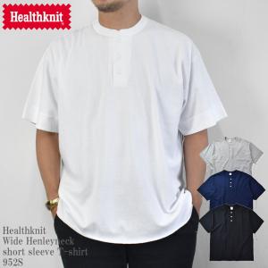 Healthknit ヘルスニット Wide Henleyneck short sleeve T-shirt 952S ビッグシルエット ワイドヘンリー ネック 半袖 Tシャツ メンズ レディース ユニセックス｜mrmojo