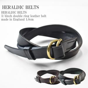 HERALDIC BELTS ヘラルディックベルト 3/4inch double ring leather belt made in England 1.8cm ダブルリング レザー ベルト メンズ レディース ユニセックス｜mrmojo
