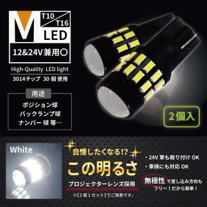 T10 LED T16LEDバルブ ホワイト 白 2個セット バックランプ LEDポジションランプ プロジェクターレンズ搭載