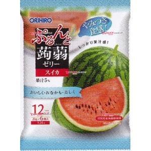 YCxオリヒロ　１２０Ｇ ぷるんと蒟蒻ゼリーパウチ　スイカ×24個【xeco】【エコ配 送料無料 （沖縄 不可）】｜mrokkuni