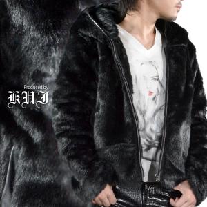 ファージャケット 無地 シンプル メンズ フェイクファー