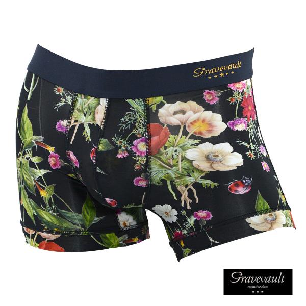 GRAVEVAULT グレイブボールト ボクサーパンツ ローライズ 花柄 ボタニカル柄 ショートボク...