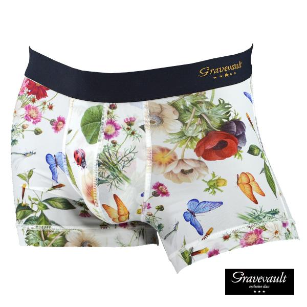 GRAVEVAULT グレイブボールト ボクサーパンツ ローライズ 花柄 ボタニカル柄 ショートボク...