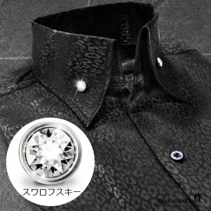 BLACK VARIA（ブラックバリア） サテンシャツ スワロフスキー釦 ドレス